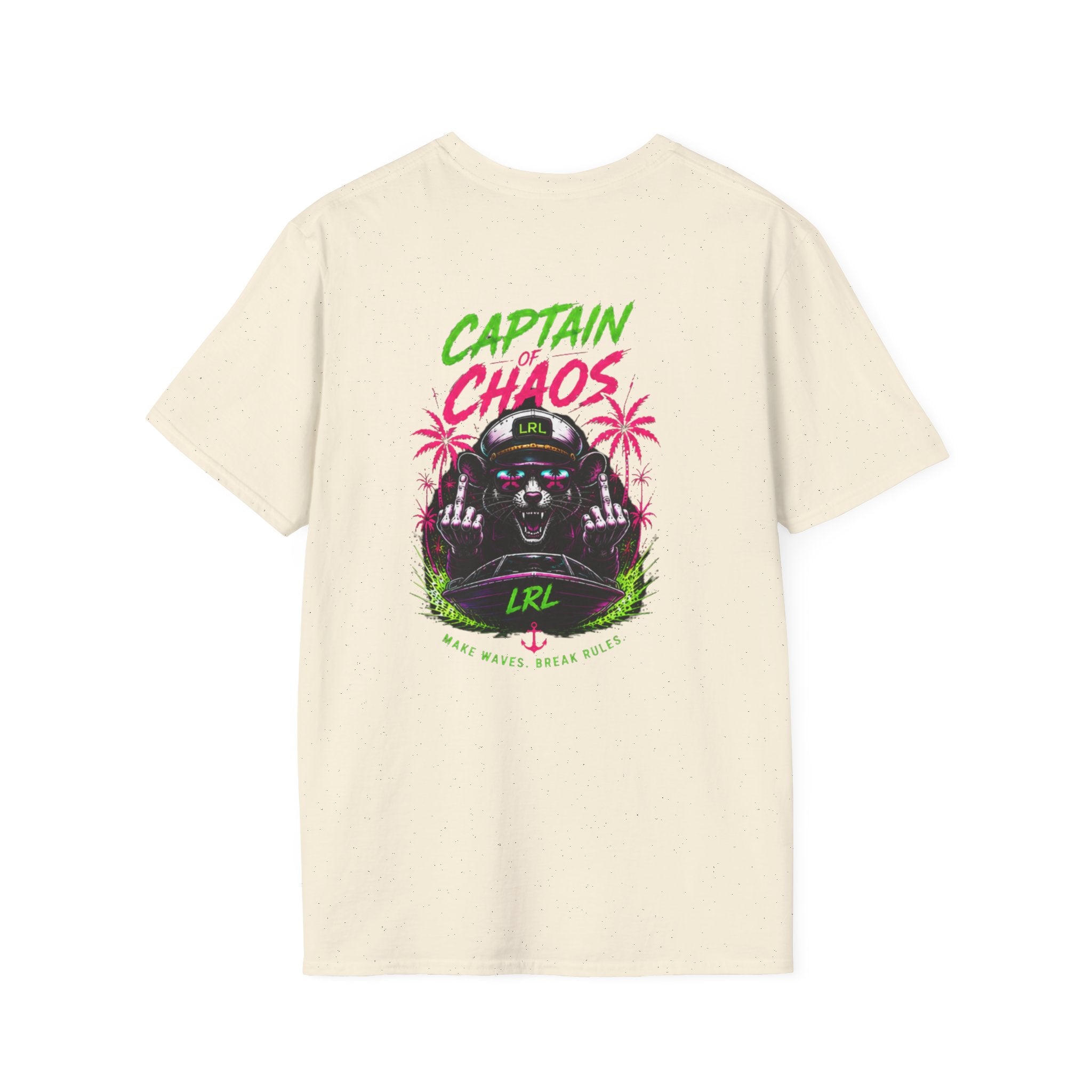 Captain of Chaos Neon Boat Captain T-Shirt — Funny Lake Dad Shirt