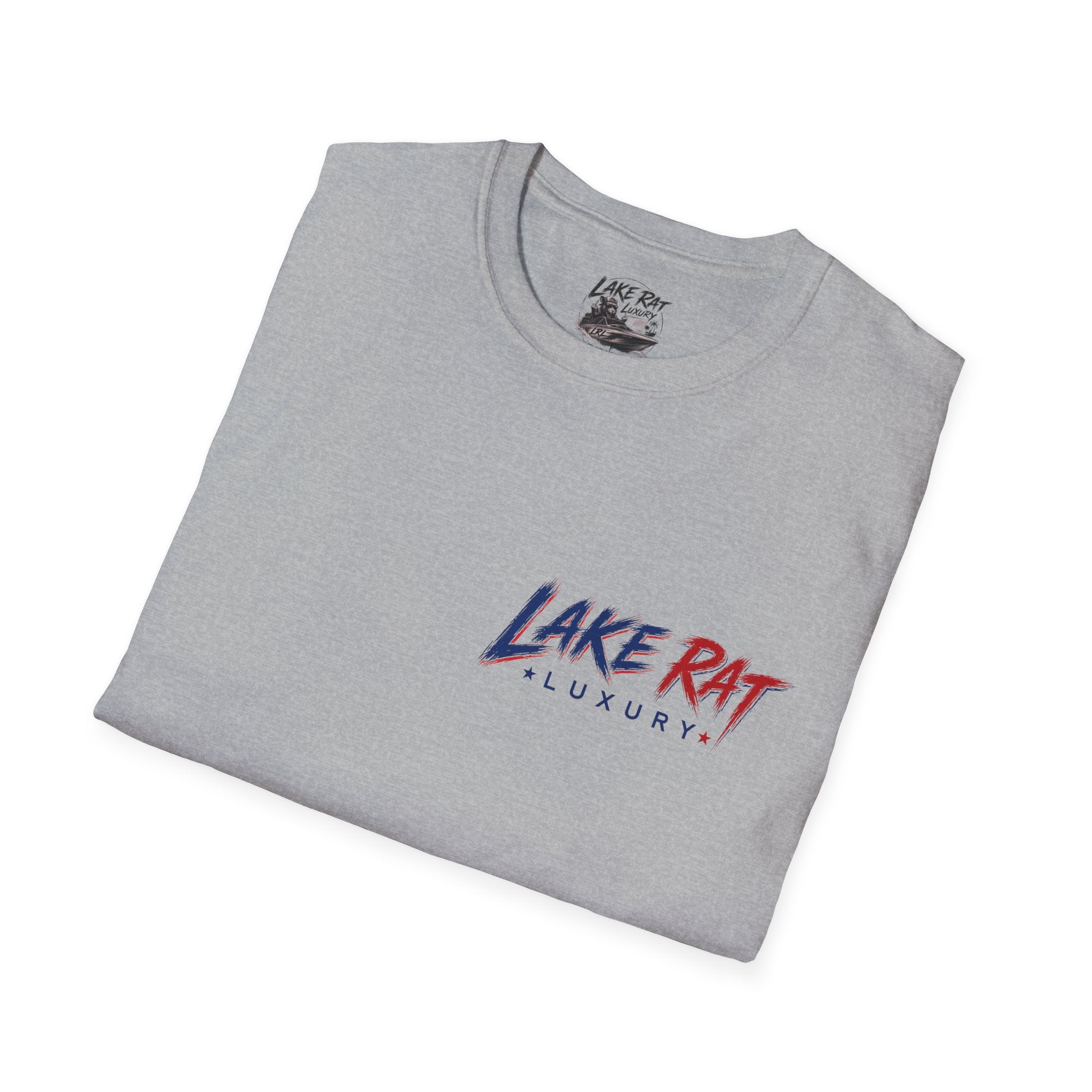 Lake Rat Luxury Patriotic Lake Party T-Shirt — "Lake Rat" Flag Tube Graphic