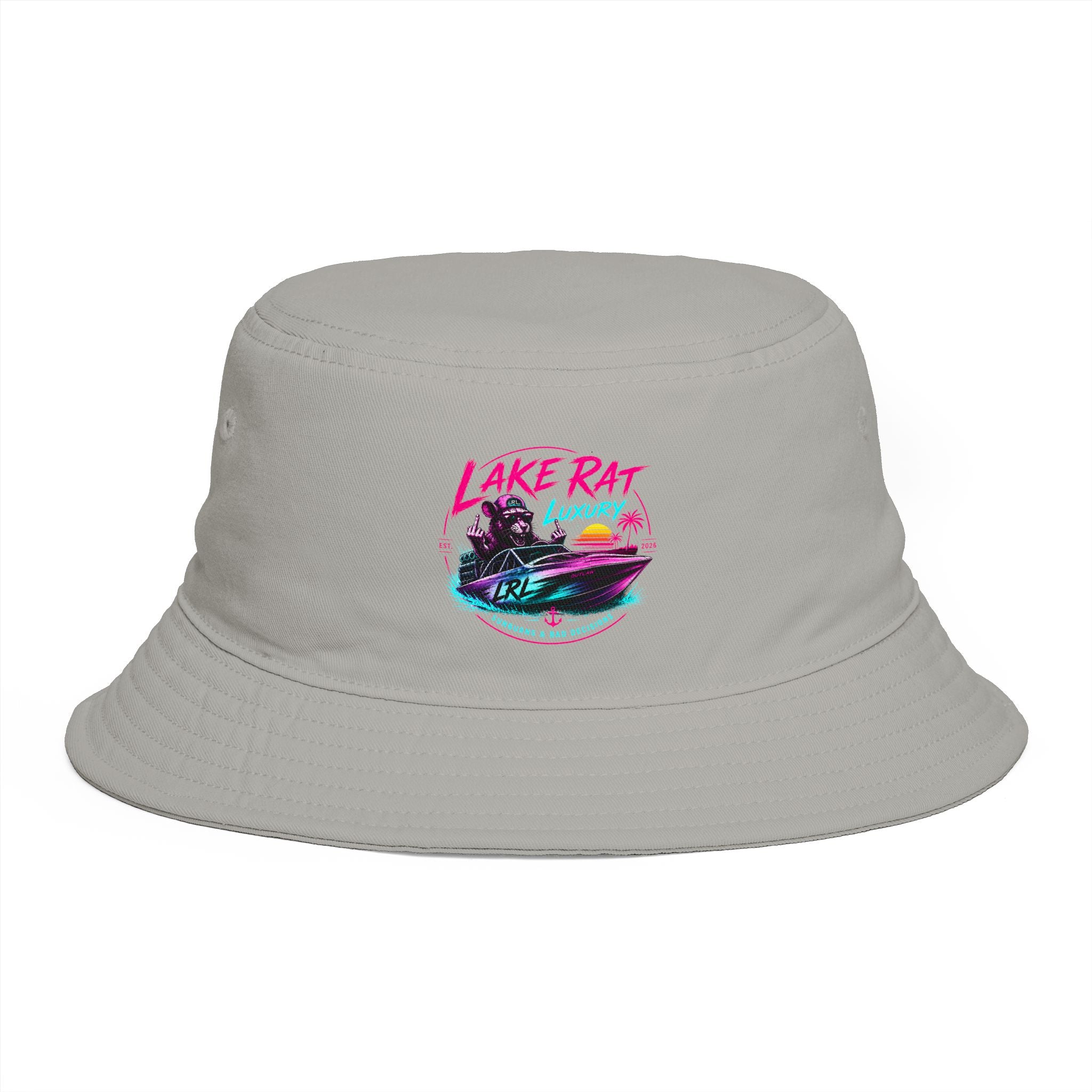 Lake Rat Luxury Bucket Hat — Retro Neon Pink & Aqua Boat Hat for Lake Days