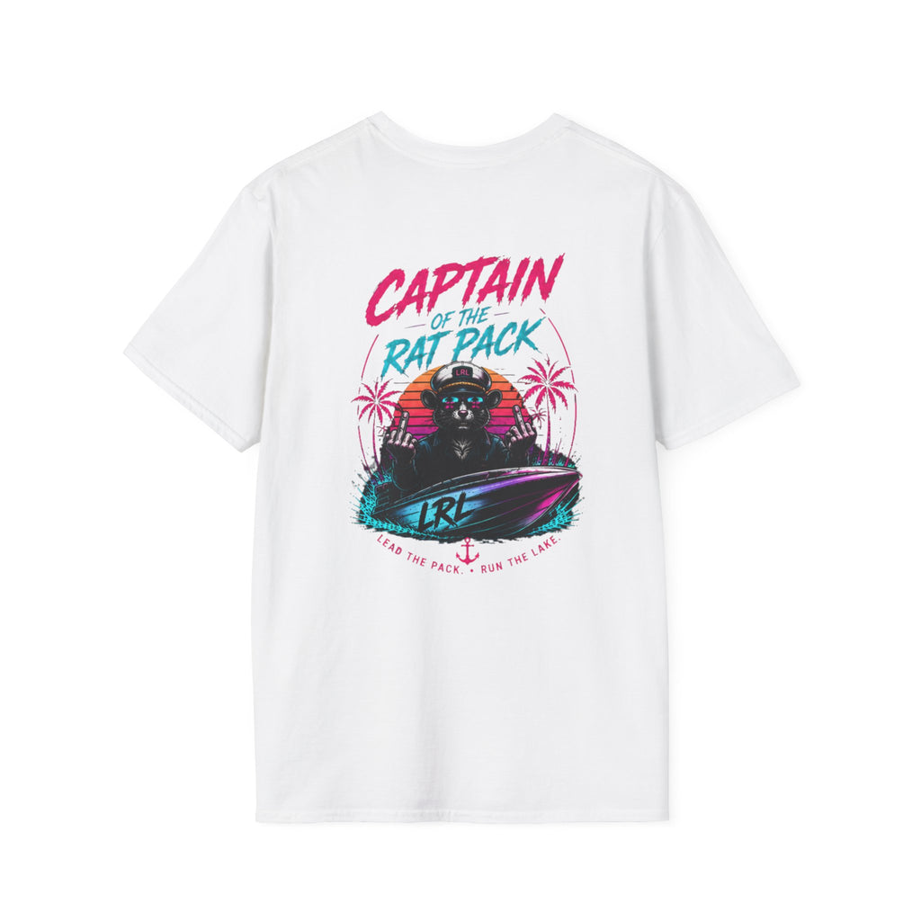 Captain of the Rat Pack Boat T-Shirt — 80s Neon Cigarette Boat Dad Shirt