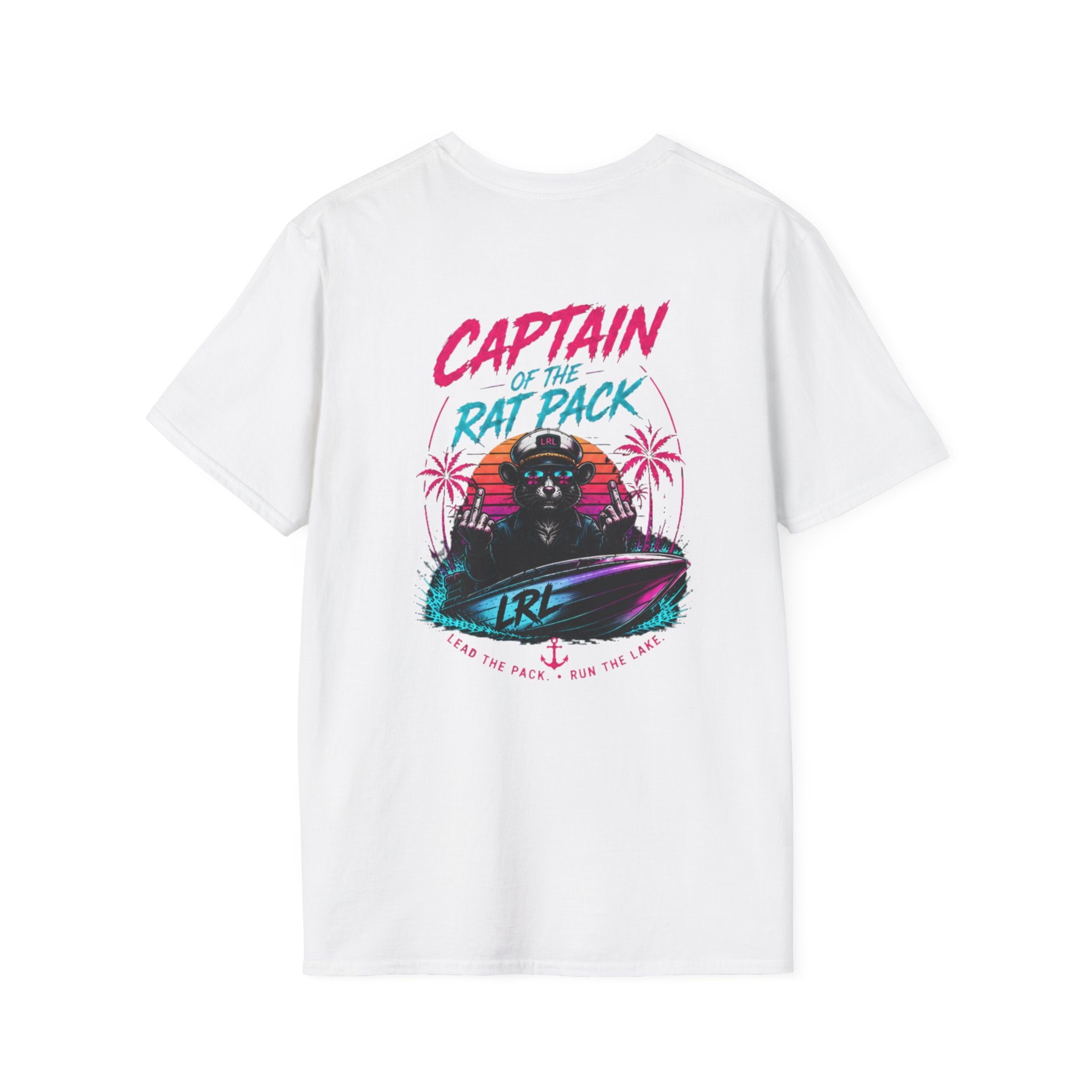 Captain of the Rat Pack Boat T-Shirt — 80s Neon Cigarette Boat Dad Shirt