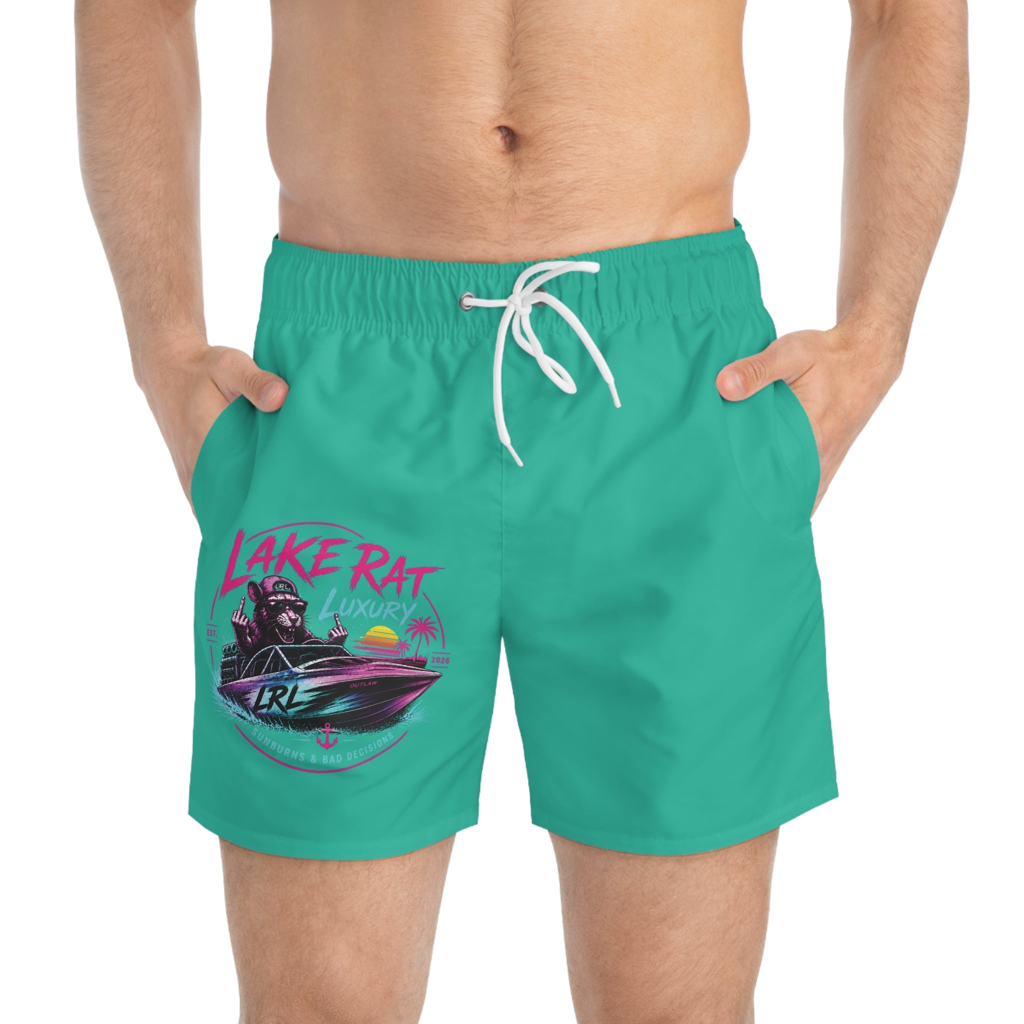 Original Lake Rat Luxury Neon Boat Culture Swim Trunks — Lake Rat Luxury
