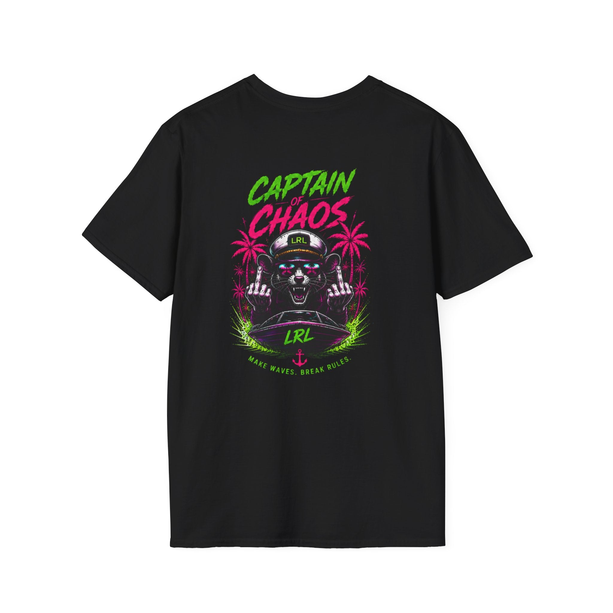 Captain of Chaos Neon Boat Captain T-Shirt — Funny Lake Dad Shirt