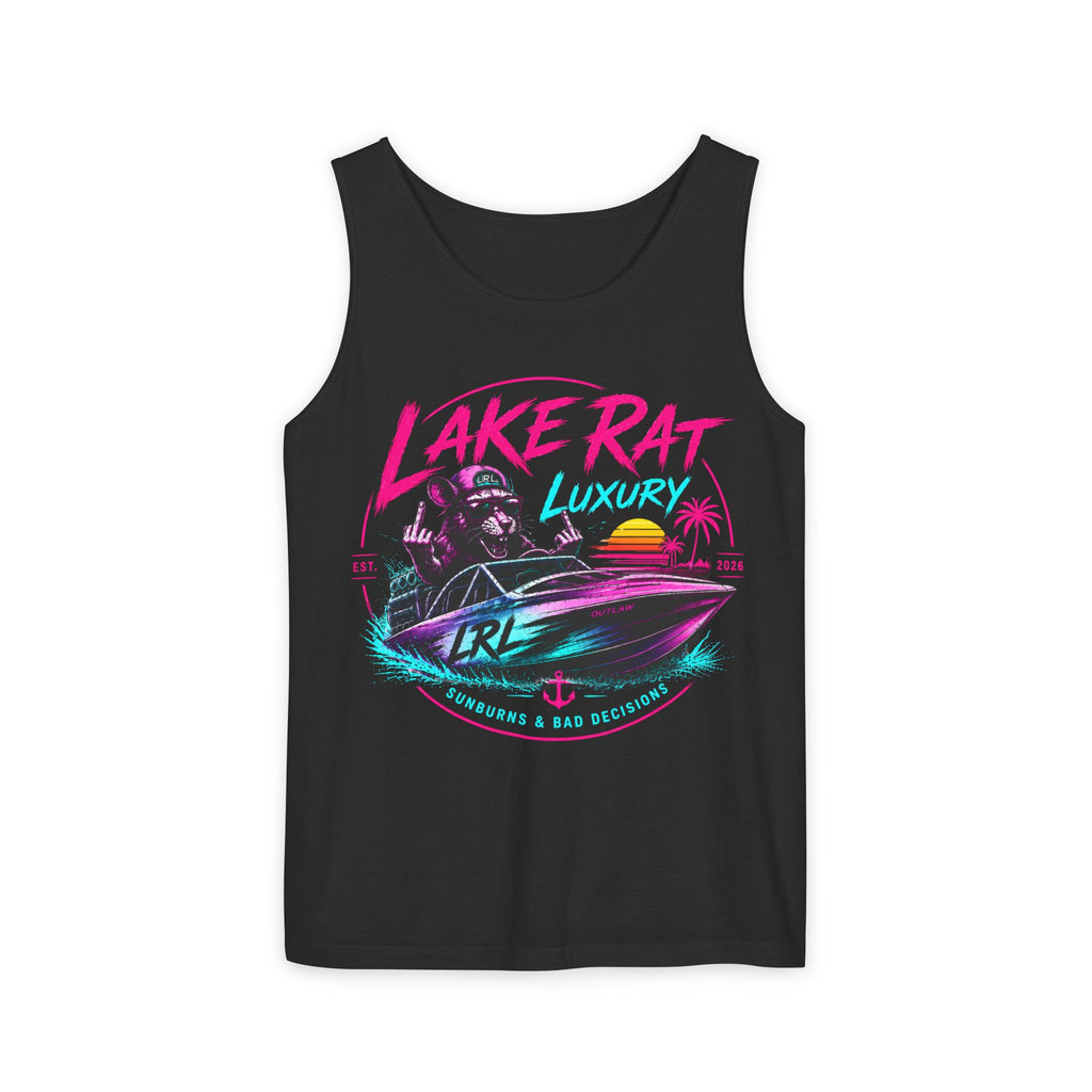 Lake Rat Luxury Boat Tank Top — Retro Neon Summer Graphic