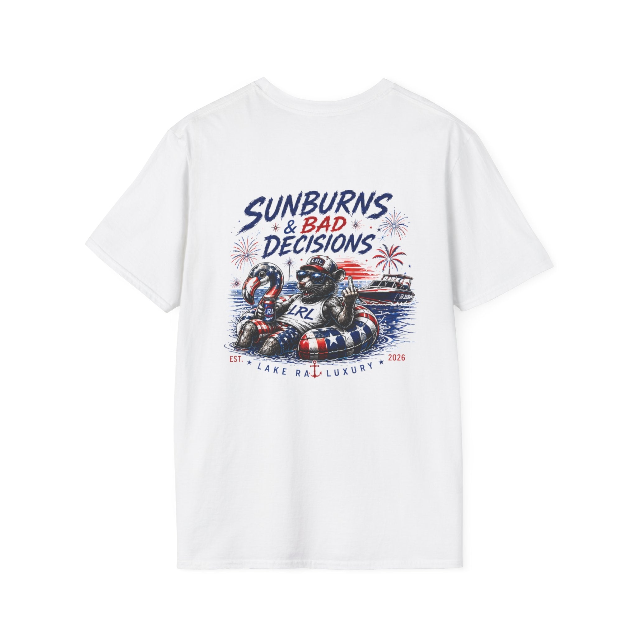 Lake Rat Luxury Patriotic Lake Party T-Shirt — "Lake Rat" Flag Tube Graphic
