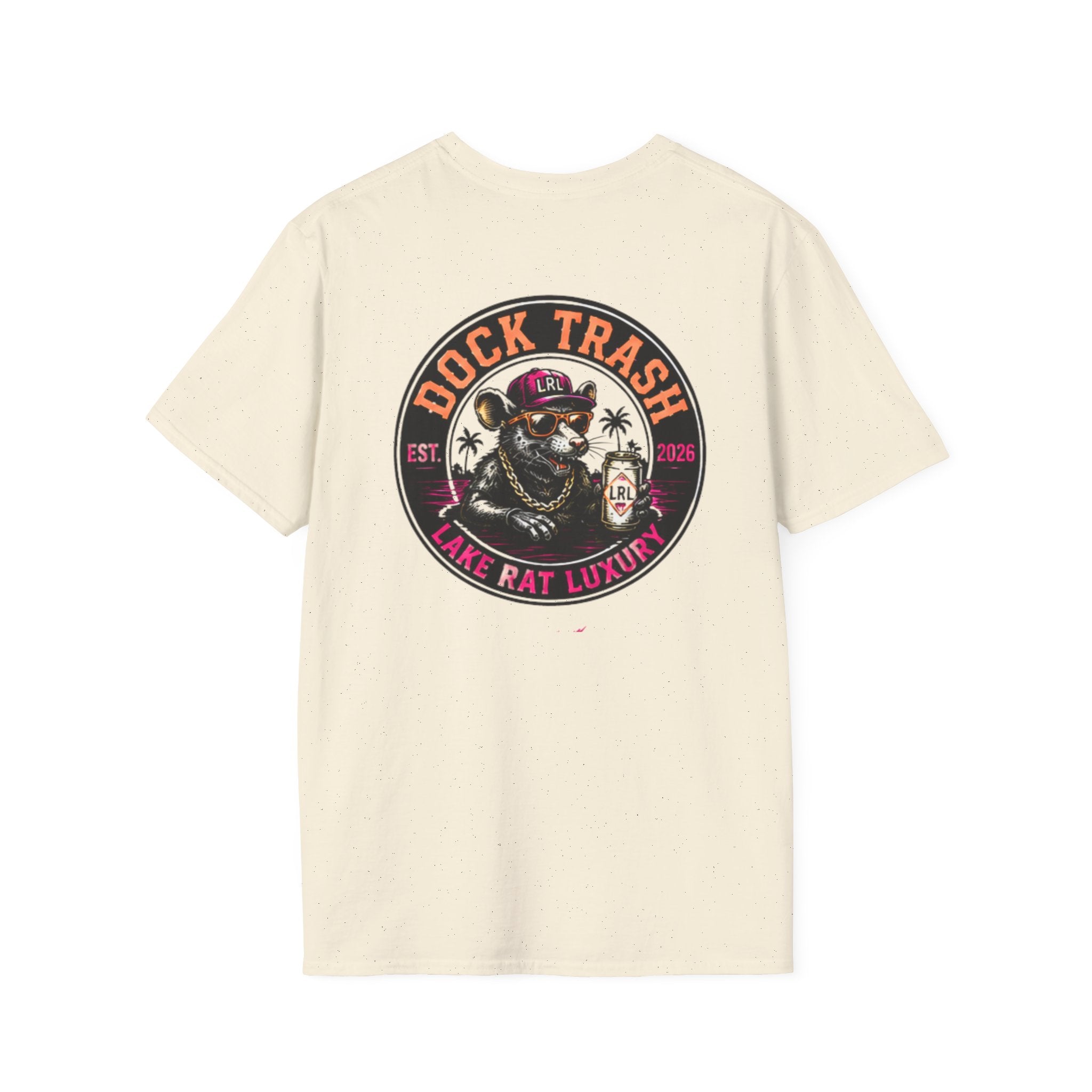 Orange n Blue Dock Trash Lake Rat Luxury Tee — Neon Cigarette Boat & Sandbar Party Shirt