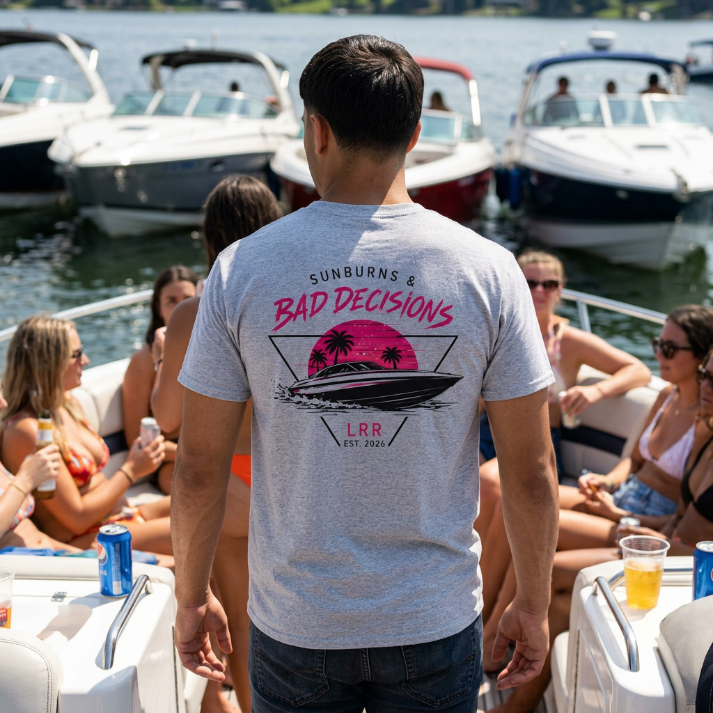 Lake Rat Luxury T‑Shirt — "Sunburns and Bad Decisions" Graphic Tee