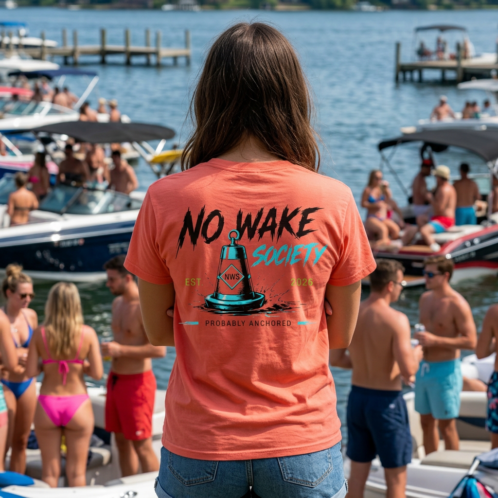 Rat Lake Luxury 'No Wake Society' T‑Shirt — Lake Weekend Water Warrior Tee