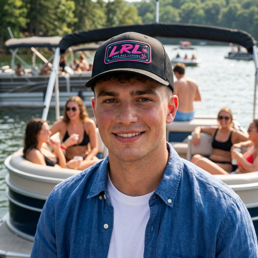 Lake Rat Luxury Boat Cap — LRL Retro Neon Patch Snapback