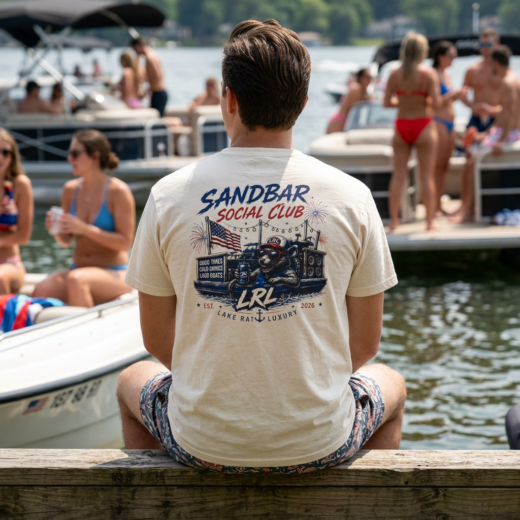 Sandbar Lake T-Shirt — American Sandbar & Fireworks July 4th Tee