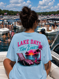 Lake Days & Tan Lines Shirt | Retro Lake Life Tee | Neon Summer Vacation Graphic Shirt