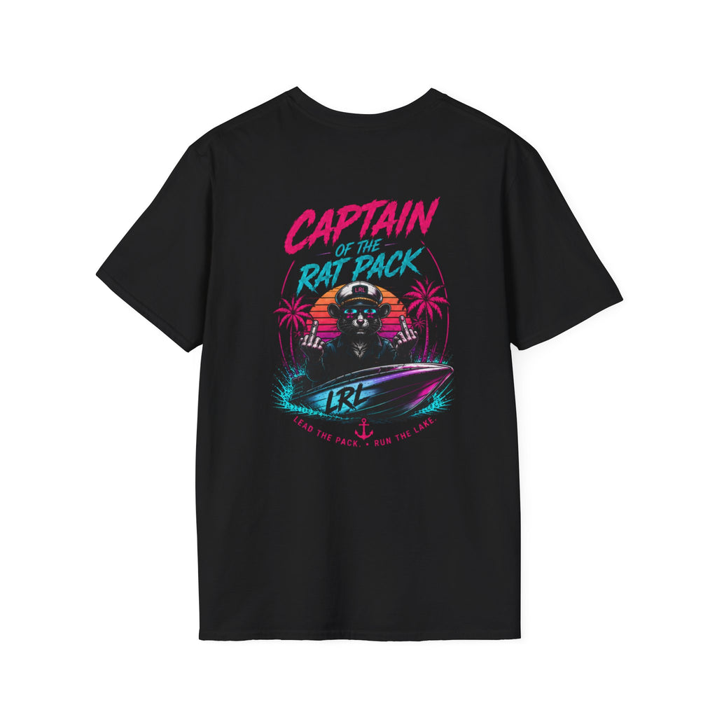 Captain of the Rat Pack Boat T-Shirt — 80s Neon Cigarette Boat Dad Shirt