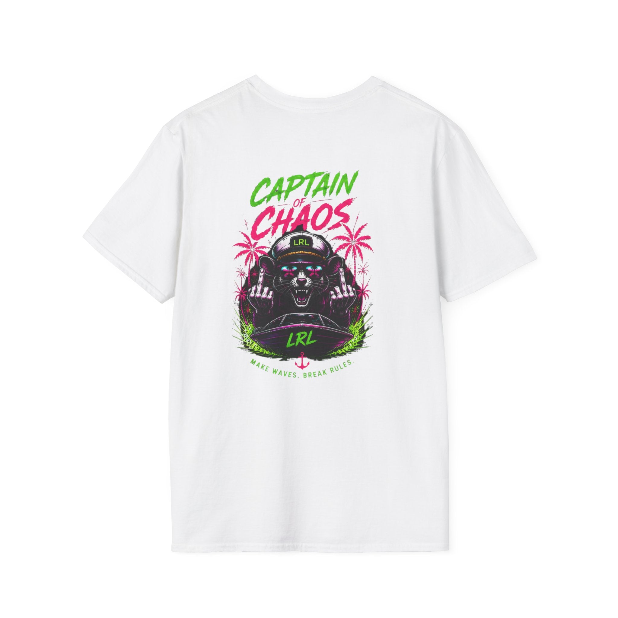 Captain of Chaos Neon Boat Captain T-Shirt — Funny Lake Dad Shirt