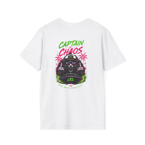 Captain of Chaos Neon Boat Captain T-Shirt — Funny Lake Dad Shirt