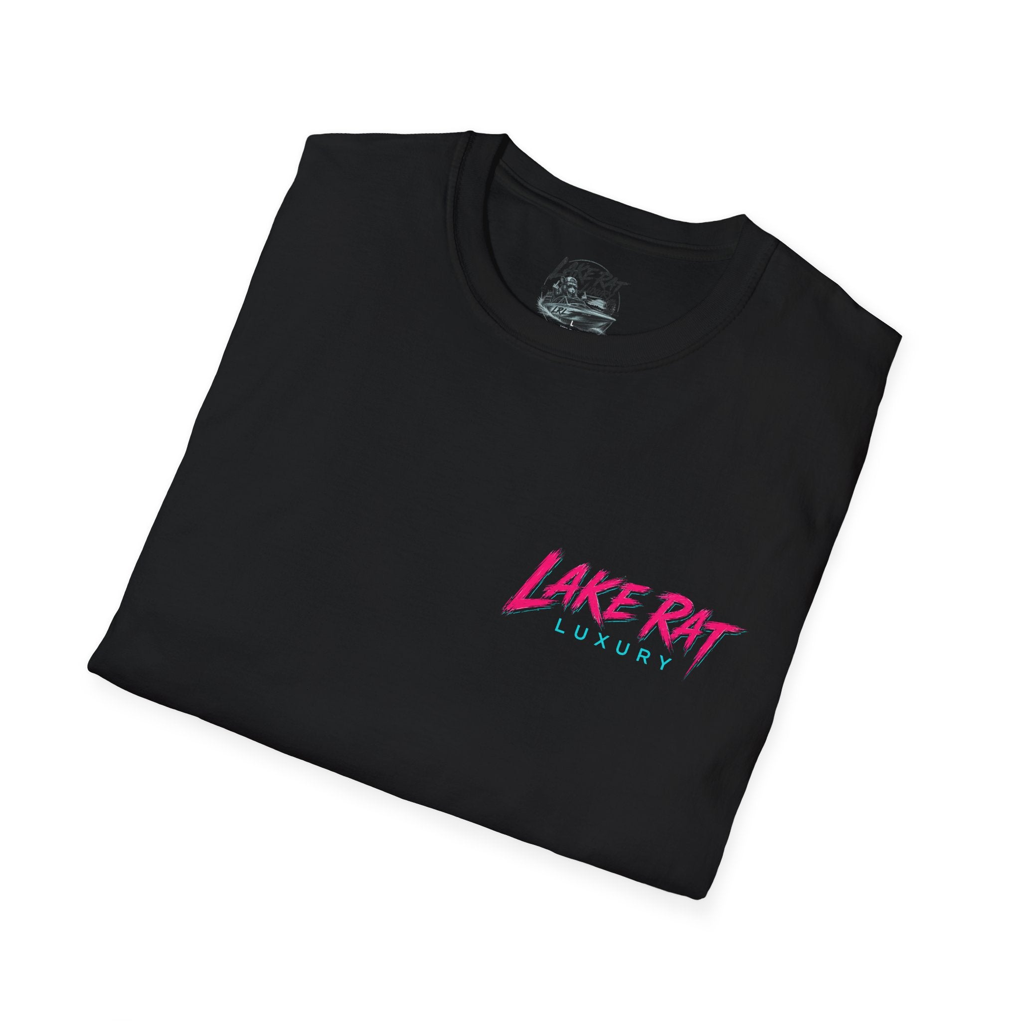 Pink n Purple Dock Trash Lake Rat Luxury Tee — Neon Cigarette Boat & Sandbar Party Shirt