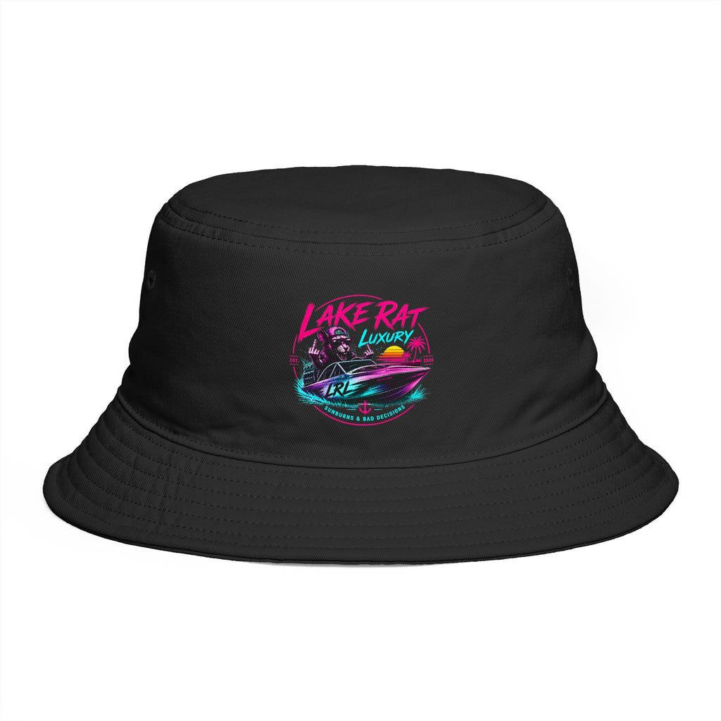 Lake Rat Luxury Bucket Hat — Retro Neon Pink & Aqua Boat Hat for Lake Days