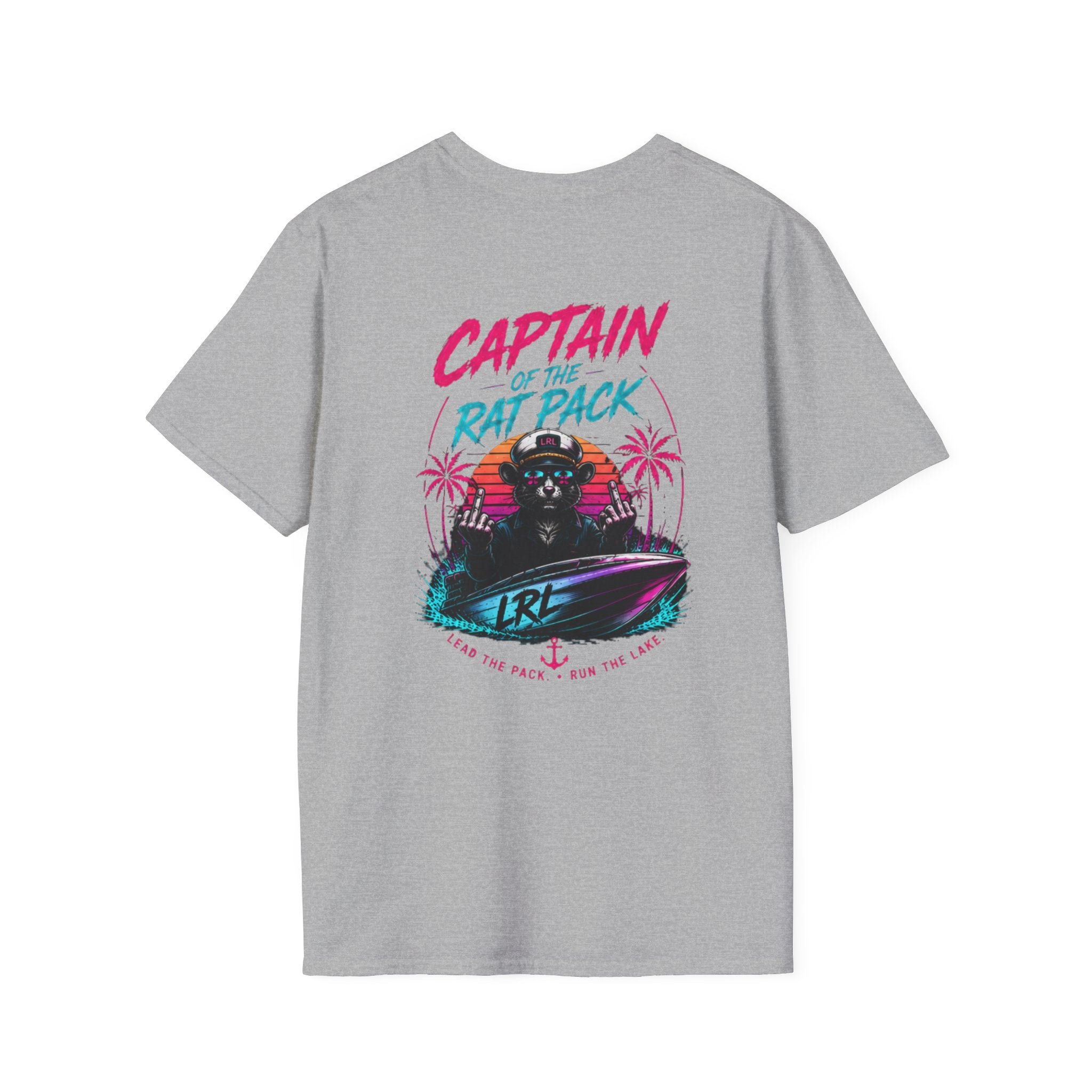 Captain of the Rat Pack Boat T-Shirt — 80s Neon Cigarette Boat Dad Shirt