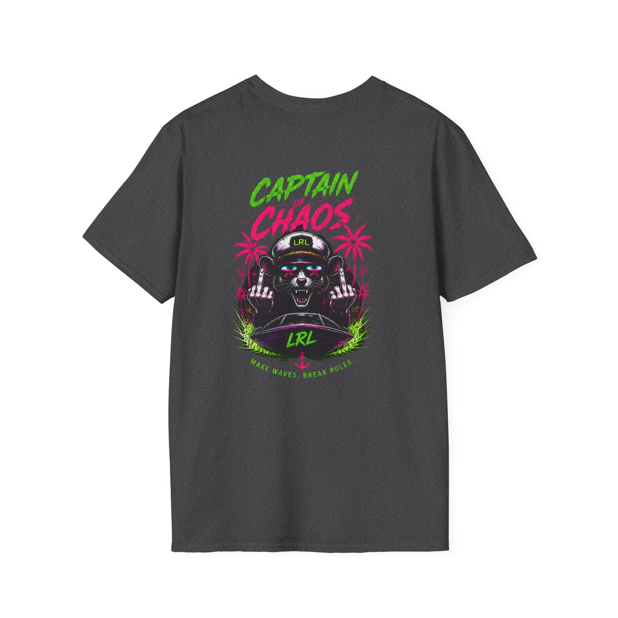 Captain of Chaos Neon Boat Captain T-Shirt — Funny Lake Dad Shirt